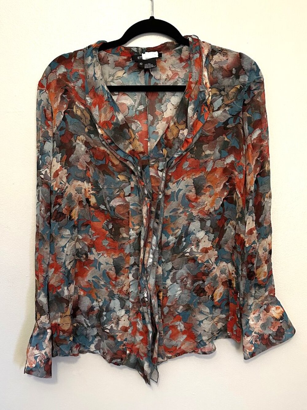 [Etcetera] Floral Abstract Print Sheer Blouse Size 10